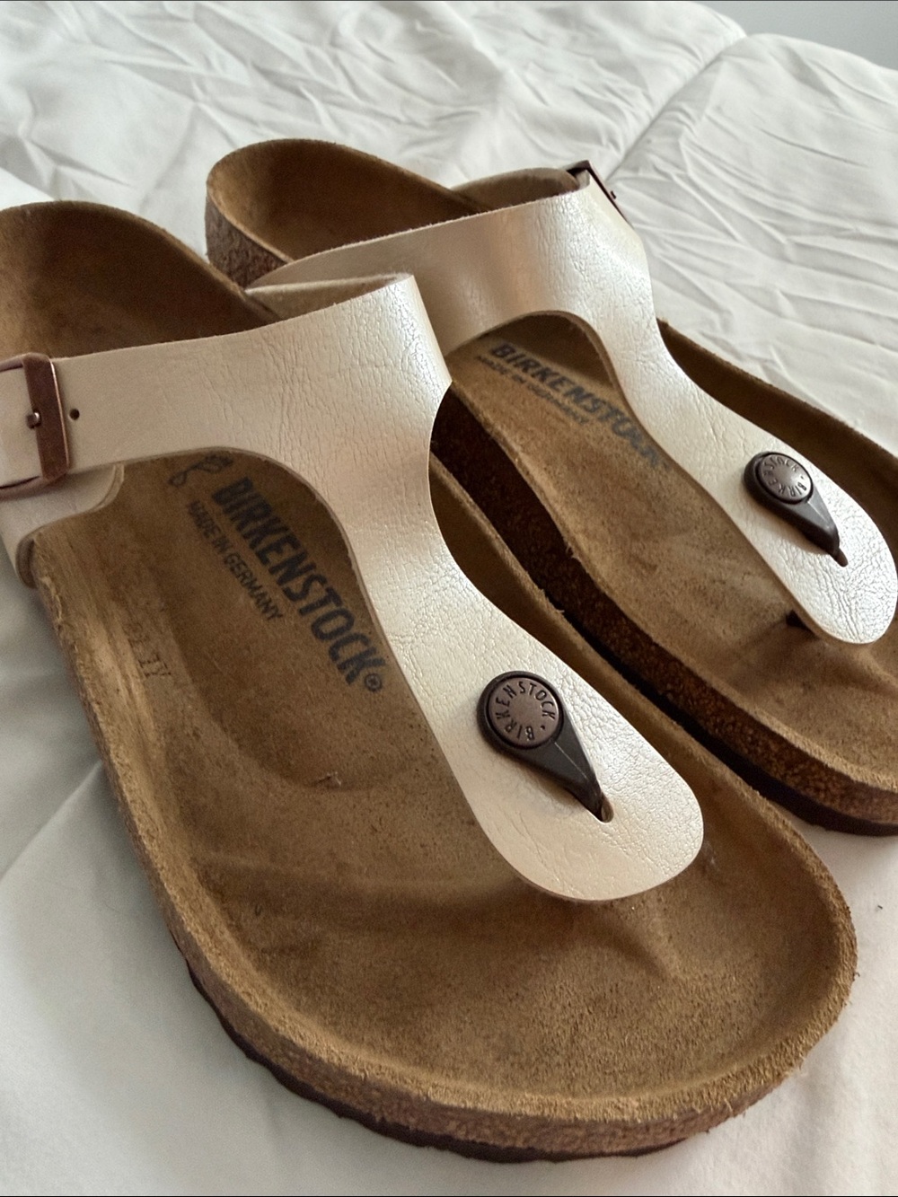 Birkenstock Cream Thong Sandals